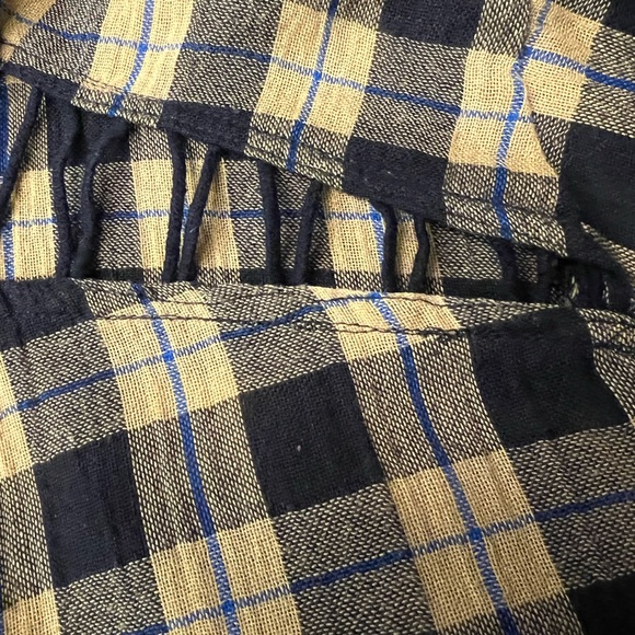 Free People Black & Yellow Plaid Button-Up Medium - Picture 5 of 6